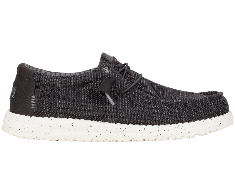 Hey Dude Wally Stretch-Socken-Mokassins für Herren | Schwarz/Weiß