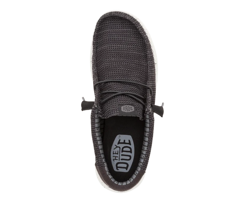 Hey Dude Wally Stretch-Socken-Mokassins für Herren | Schwarz/Weiß