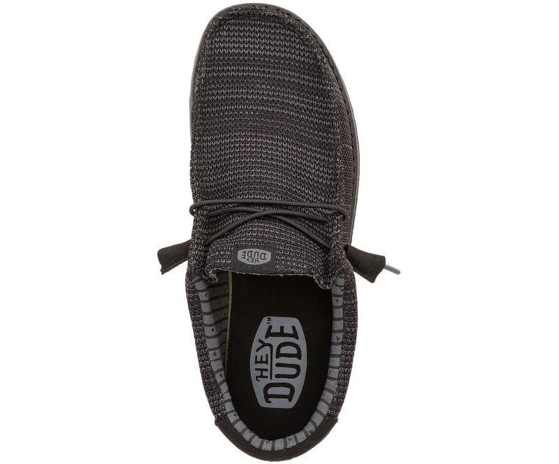 Hey Dude Wally Stretch-Socken-Mokassin für Herren | Schwarz / Schwarz