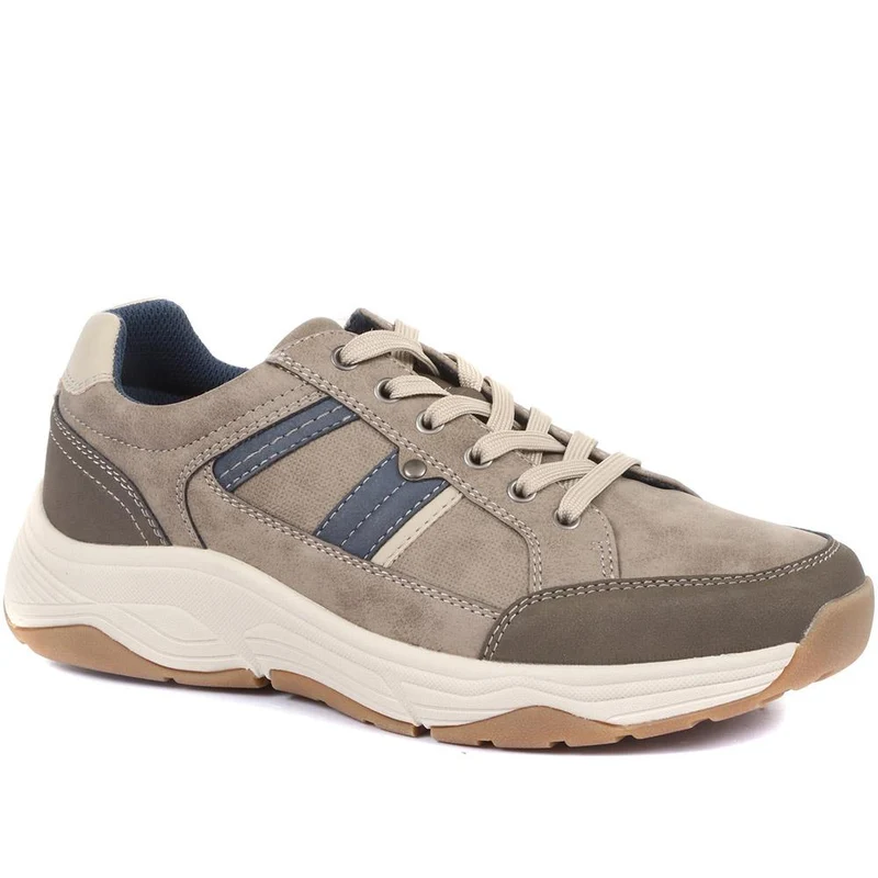 Lace-Up Trainer Shoe - SUNT34007 / 320 327 - Taupe