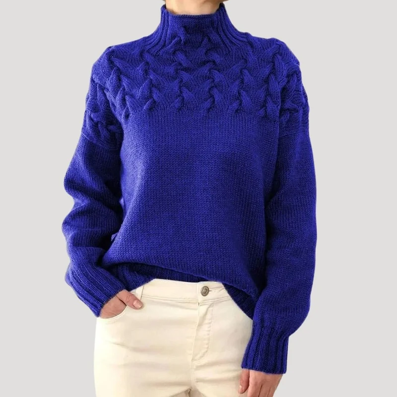 Greta | Eleganter Und Bequemer Zopfmuster-Rollkragenpullover
