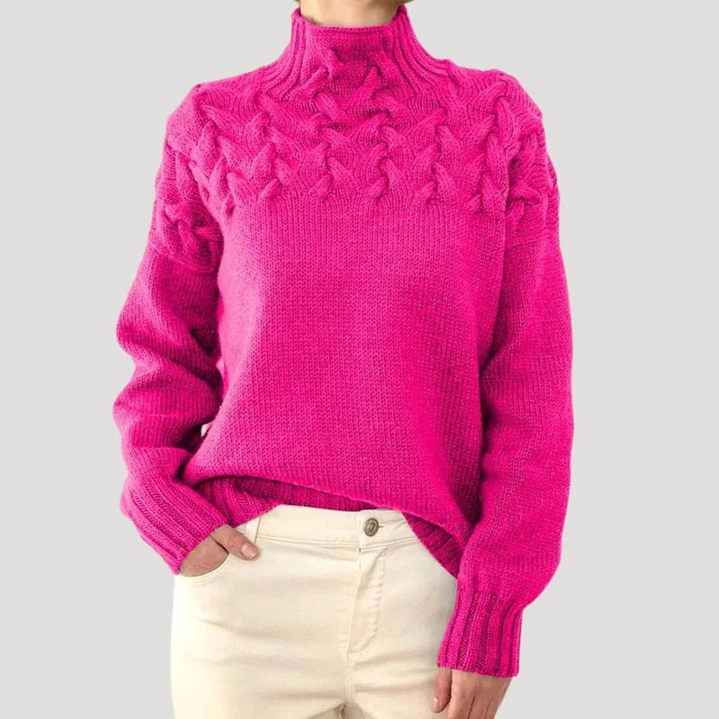 Greta | Eleganter Und Bequemer Zopfmuster-Rollkragenpullover