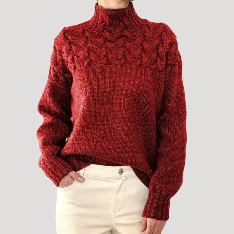 Greta | Eleganter Und Bequemer Zopfmuster-Rollkragenpullover