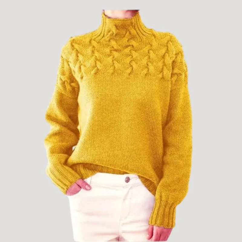 Greta | Eleganter Und Bequemer Zopfmuster-Rollkragenpullover