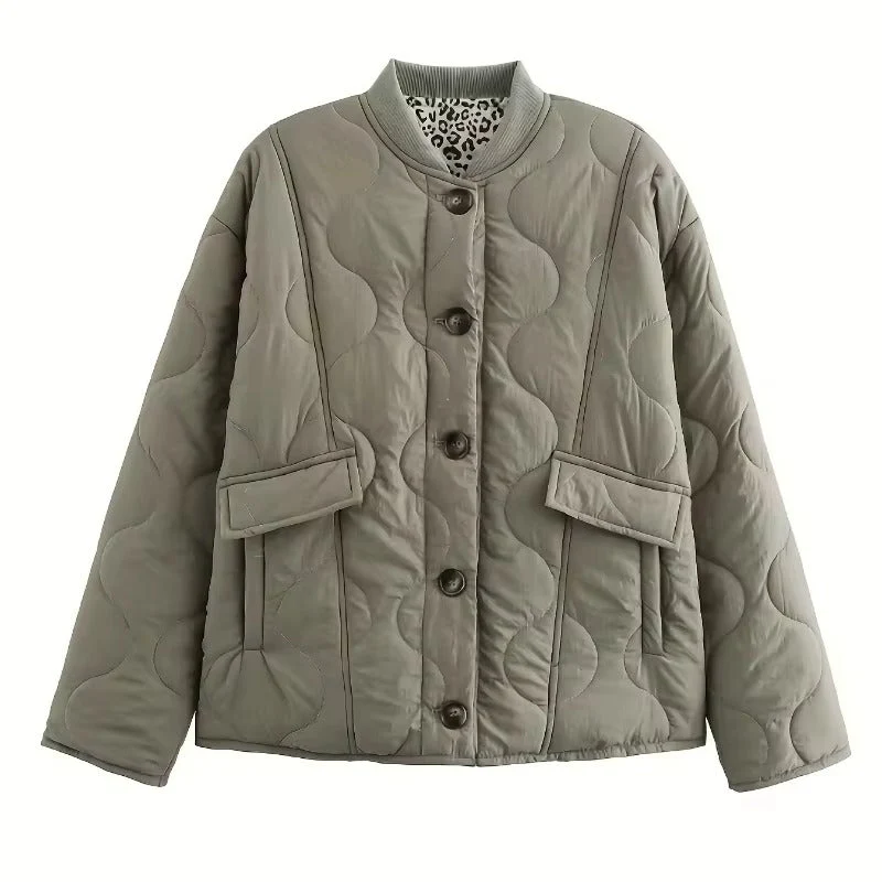 Damen elegante Jacke mit Leoparden Futter