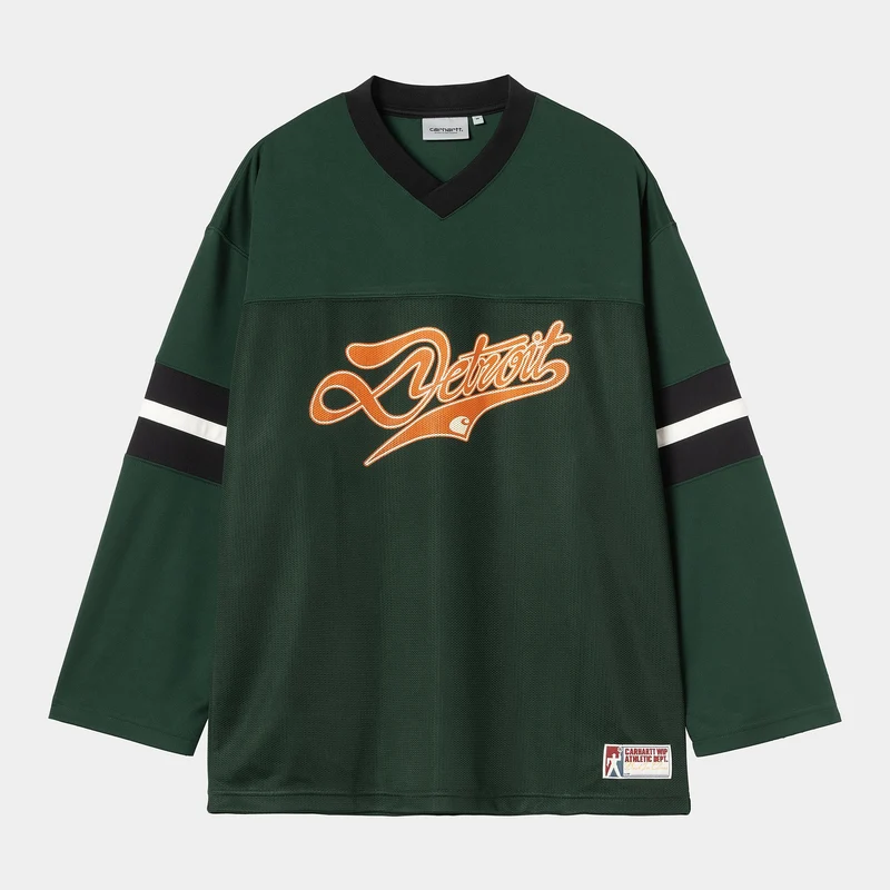 Carhartt WIP Herren Detroit Mesh Langarm T-Shirt | Conifer / Schwarz