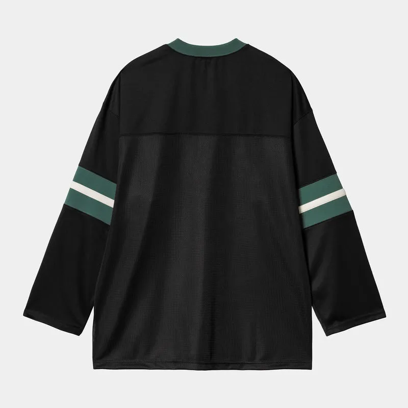 Carhartt WIP Herren Detroit Mesh Langarm T-Shirt | Schwarz / Conifer