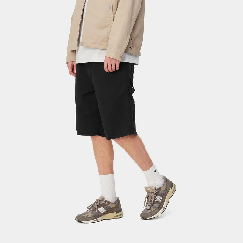Carhartt WIP Herren Single Knee Newcomb Drill Short | Schwarz