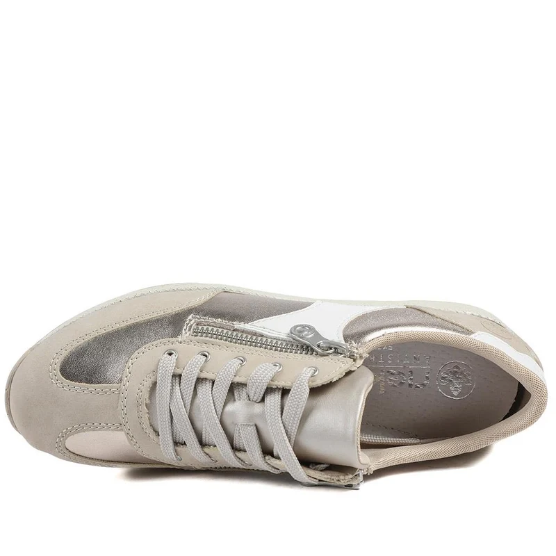 Rieker Wide Fit Multi Tone Trainers - RKR43545 / 328 778 - Beige-White