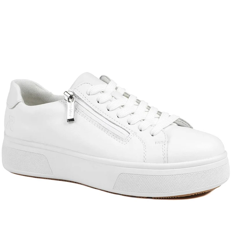 Rieker Leather Zip & Lace Platform Trainers - RKR43539 / 328 768