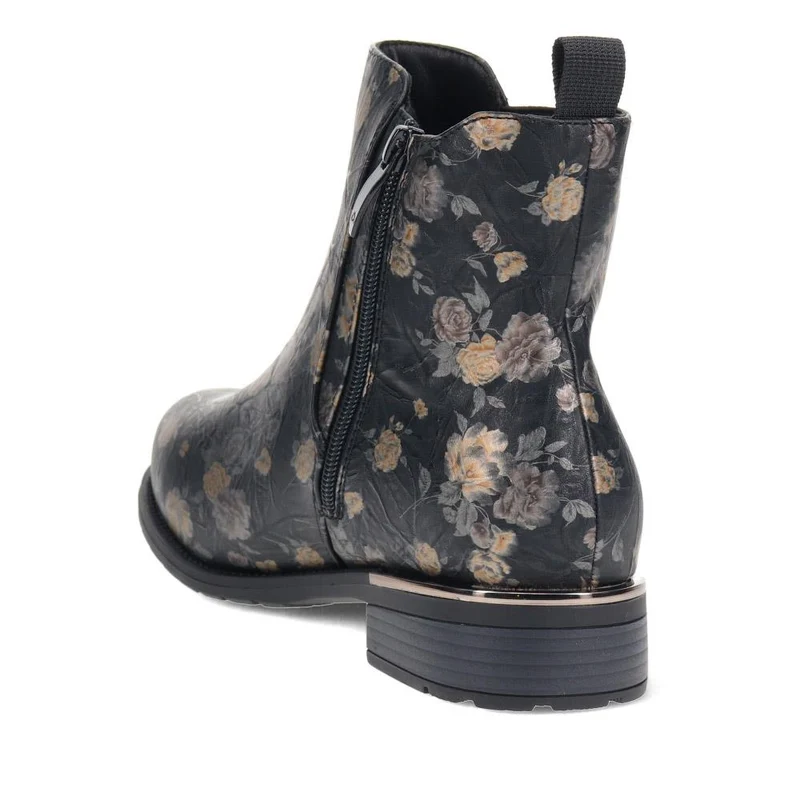 EasyFit Block-Heel Ankle Boots - CARELLA / 326 122 - Black Floral