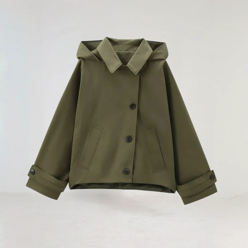 Gabriela | Damen Leichte Wasserfeste Regenjacke mit Knopfleiste