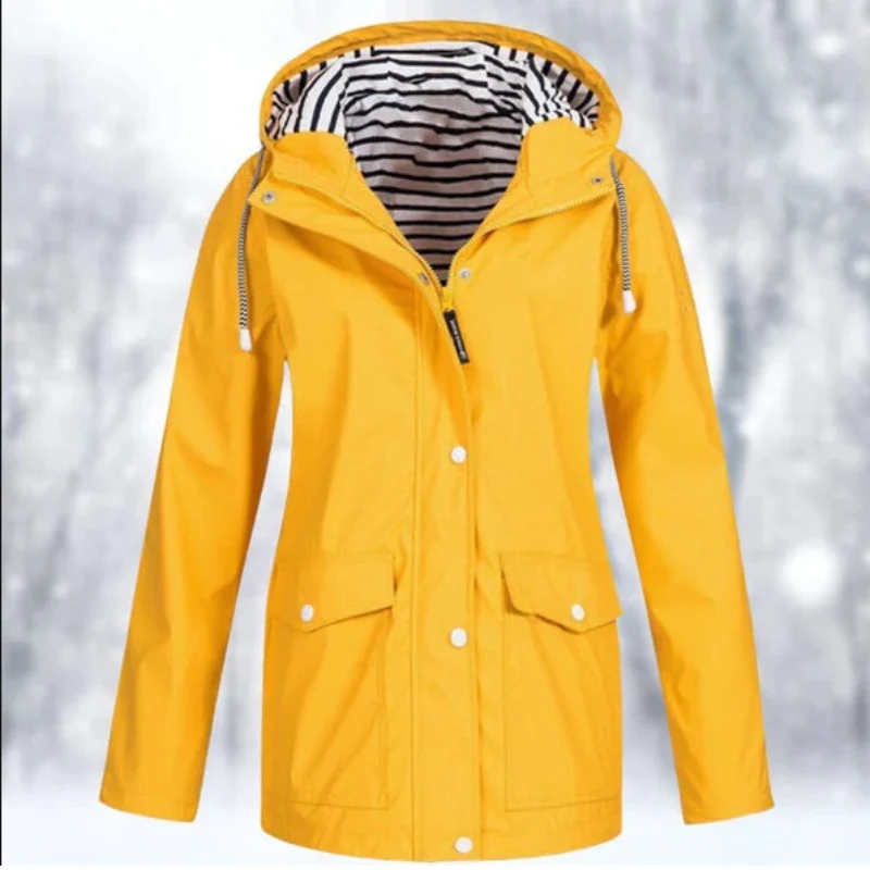 Carolin | Damen Jacke mit Kapuze, Reißverschluss und Fronttaschen