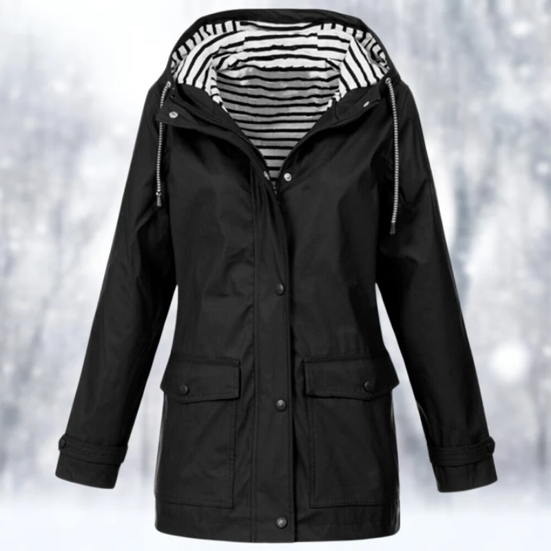 Carolin | Damen Jacke mit Kapuze, Reißverschluss und Fronttaschen