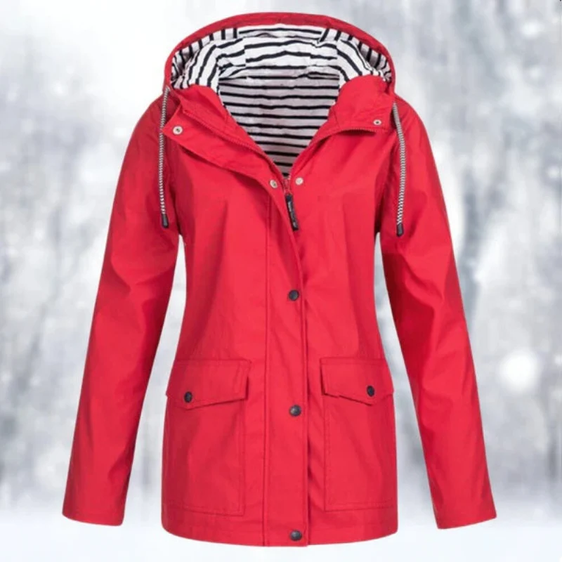 Carolin | Damen Jacke mit Kapuze, Reißverschluss und Fronttaschen