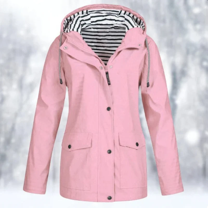 Carolin | Damen Jacke mit Kapuze, Reißverschluss und Fronttaschen