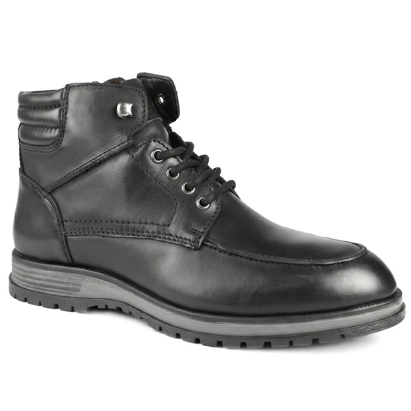 Wide Fit Leather Boots With Padded Ankle Cuff - JFOOT42020 / 328 053