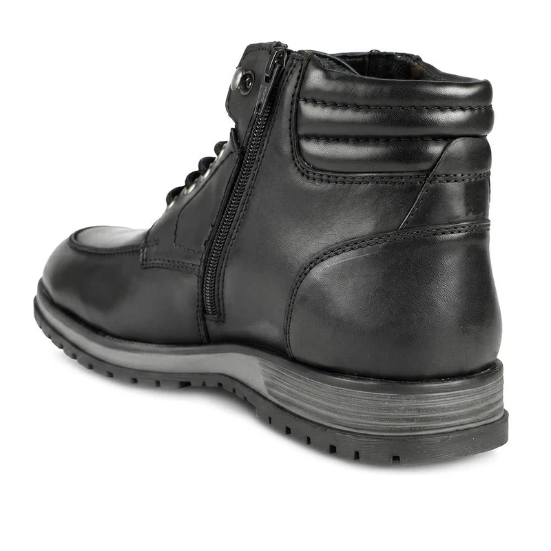 Wide Fit Leather Boots With Padded Ankle Cuff - JFOOT42020 / 328 053 - Black