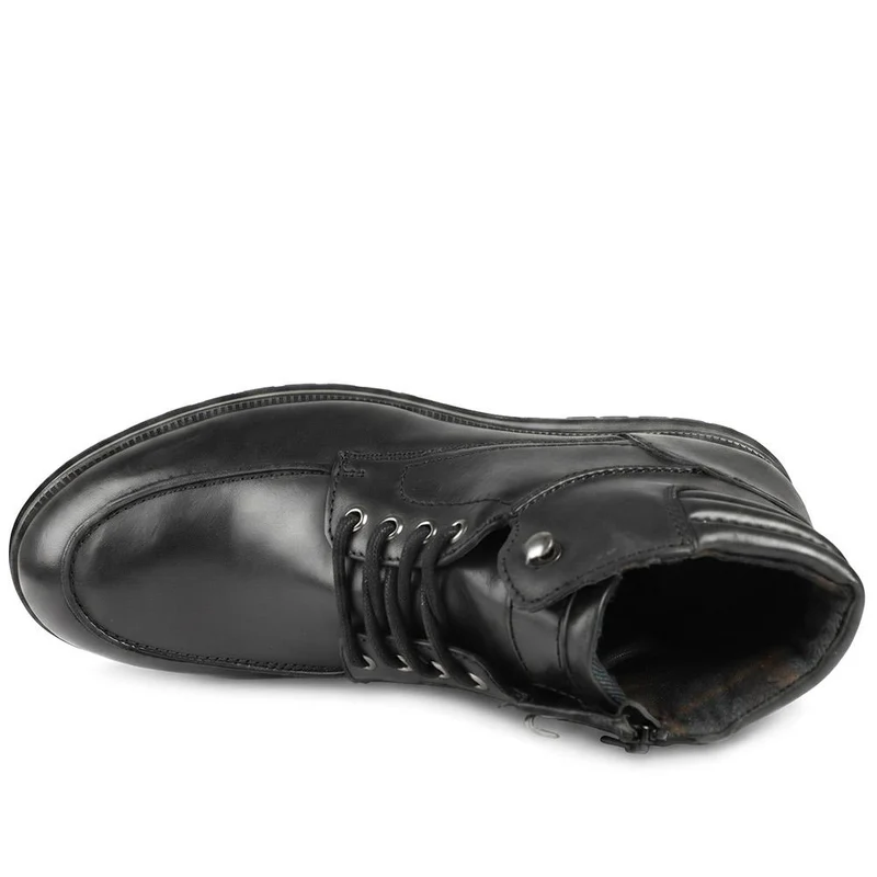 Wide Fit Leather Boots With Padded Ankle Cuff - JFOOT42020 / 328 053 - Black