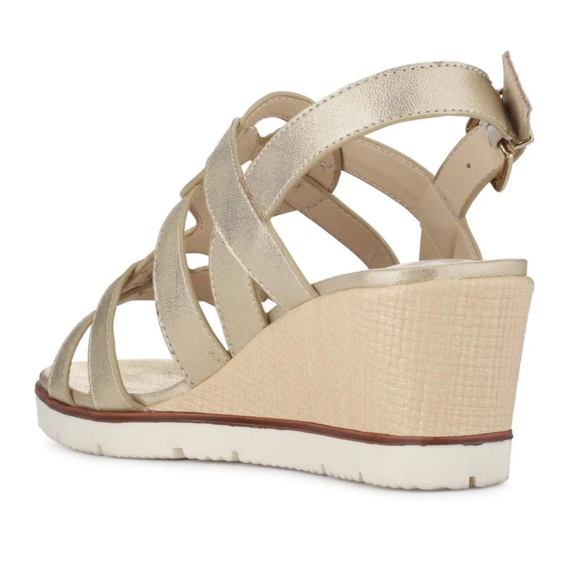 Strappy Wedge-Heeled Espadrilles - WBINS41042 / 327 223 - Gold