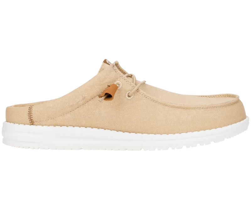 Hey Dude Wally Slip Herren-Mokassin aus Stretch-Canvas | Hellbraun/Weiß