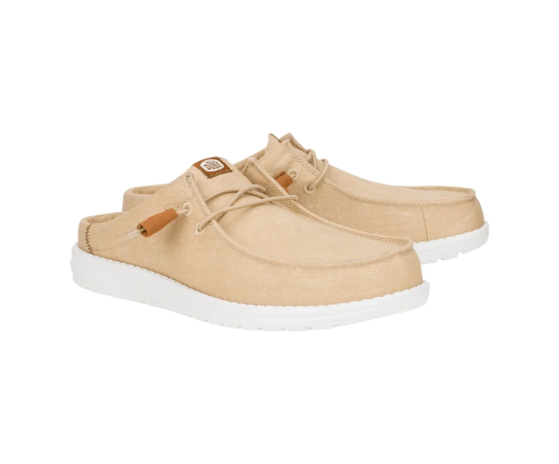 Hey Dude Wally Slip Herren-Mokassin aus Stretch-Canvas | Hellbraun/Weiß