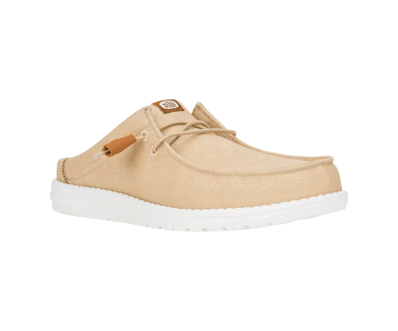 Hey Dude Wally Slip Herren-Mokassin aus Stretch-Canvas | Hellbraun/Weiß