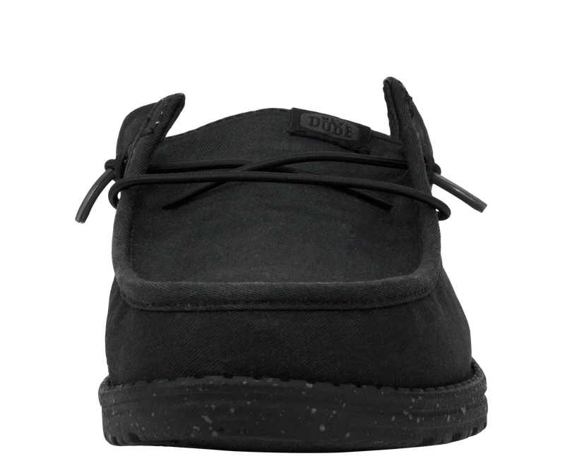 Hey Dude Wally Slip Stretch-Canvas-Mokassin für Herren | Schwarz / Schwarz
