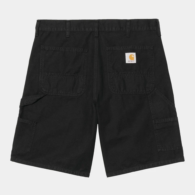 Carhartt WIP Herren Double Knee Hubbard Canvas Shorts | Schwarz Stone Washed