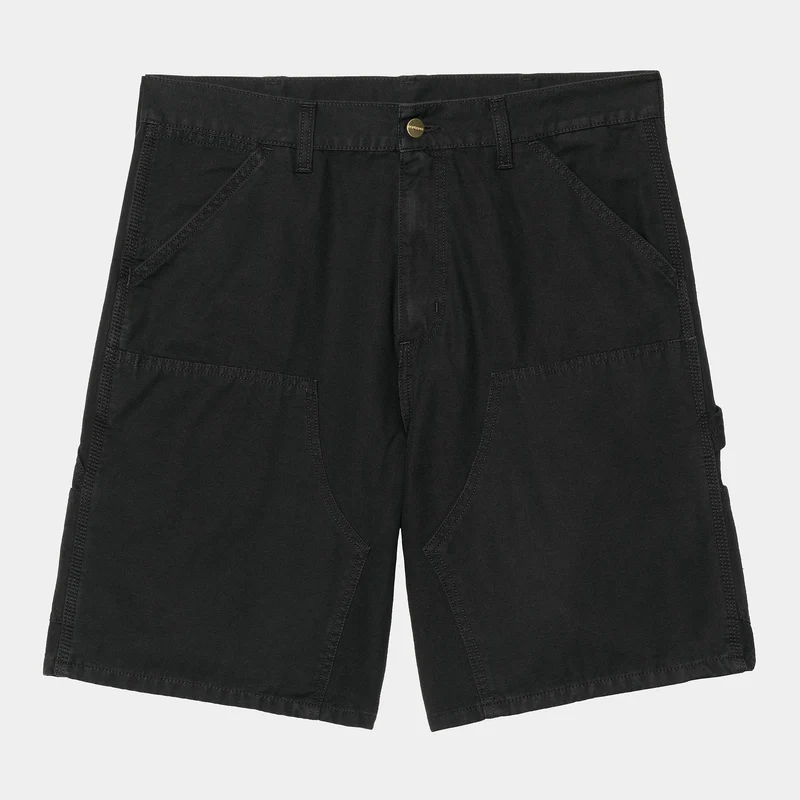 Carhartt WIP Herren Double Knee Hubbard Canvas Shorts | Schwarz Stone Washed