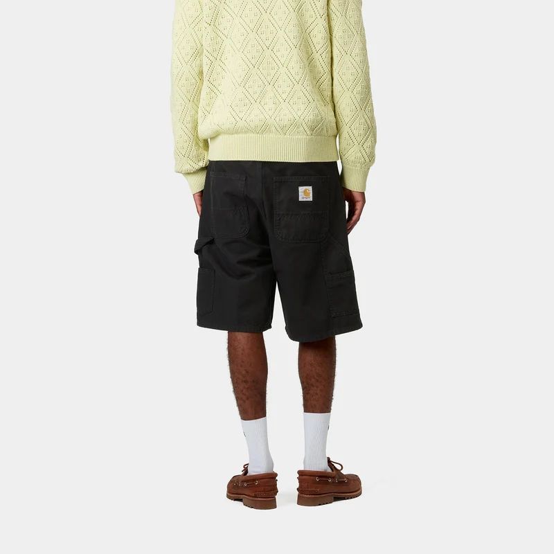 Carhartt WIP Herren Double Knee Hubbard Canvas Shorts | Schwarz Stone Washed