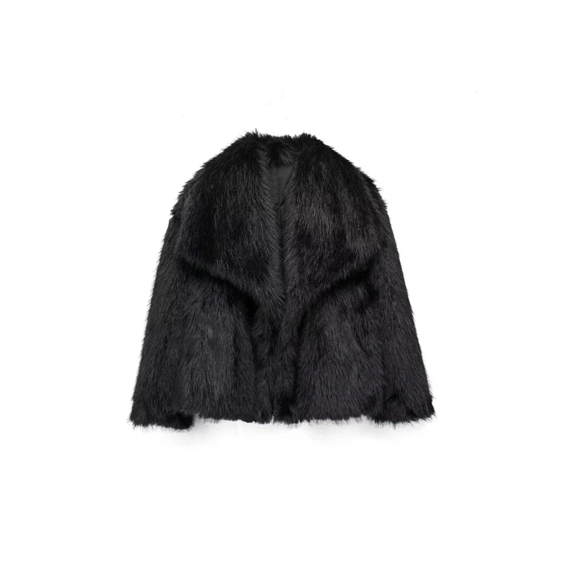 Damen Oversize Kunstpelz Jacke