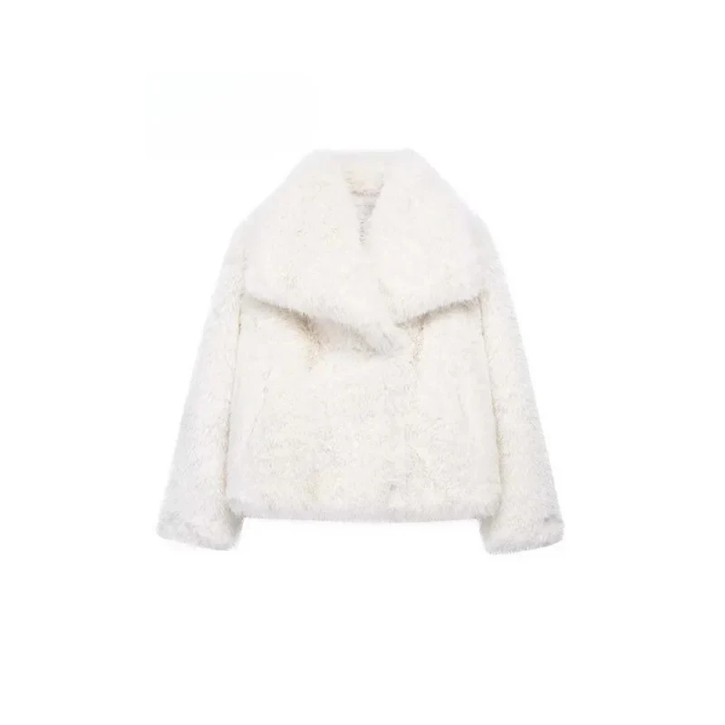 Damen Oversize Kunstpelz Jacke