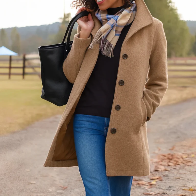 Damen klassischer Wintermantel mit Knopfleiste