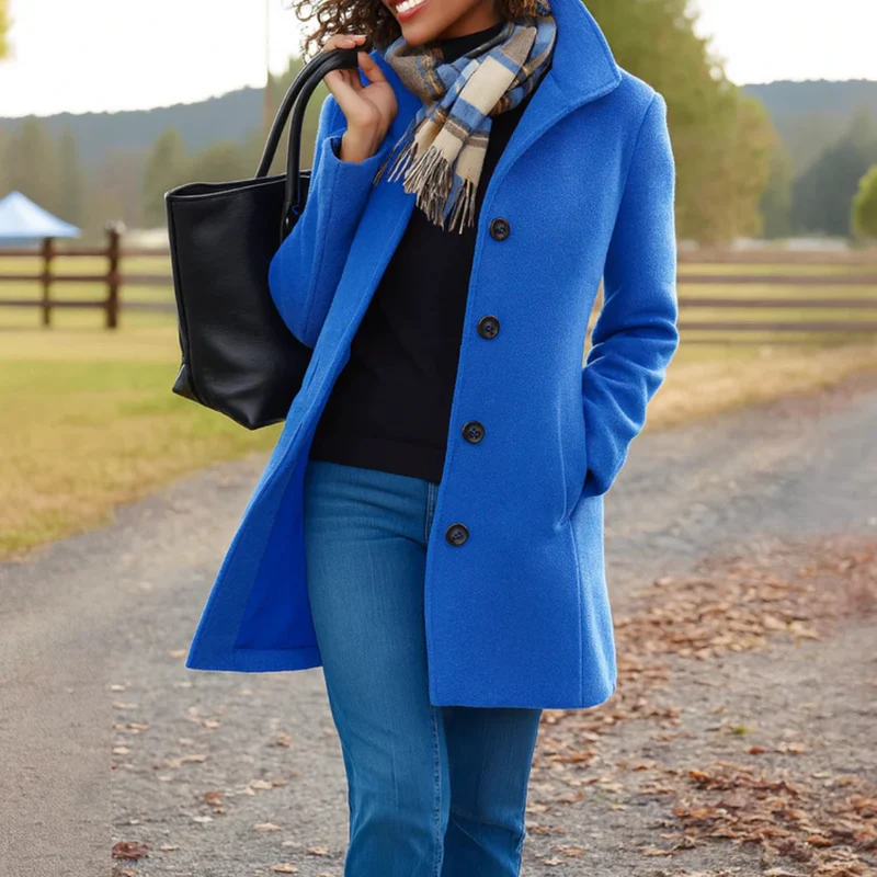 Damen klassischer Wintermantel mit Knopfleiste