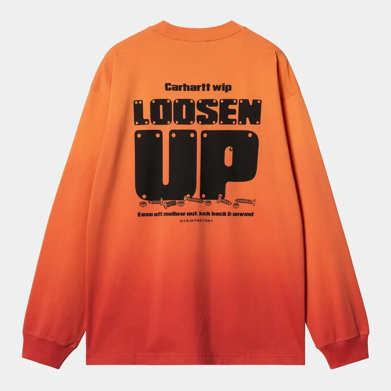 Carhartt WIP Herren Light Work Langarm T-Shirt | Kürbis / Kirsche Dip Dye