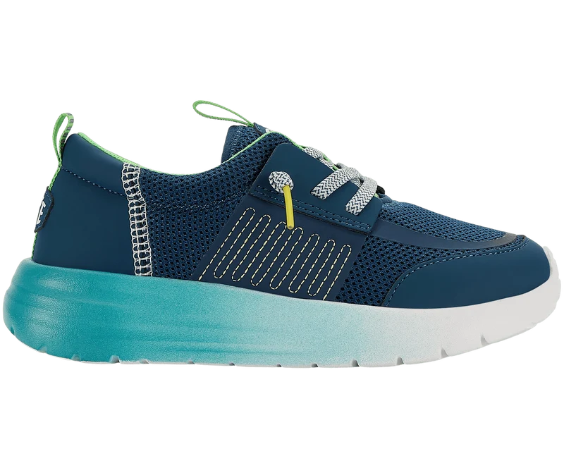 Hey Dude Sirocco Play Y Sport Block Mokassin für Kinder | Marineblau/Hellblau