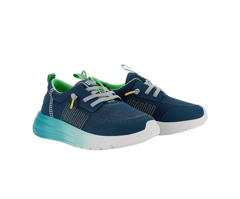Hey Dude Sirocco Play Y Sport Block Mokassin für Kinder | Marineblau/Hellblau
