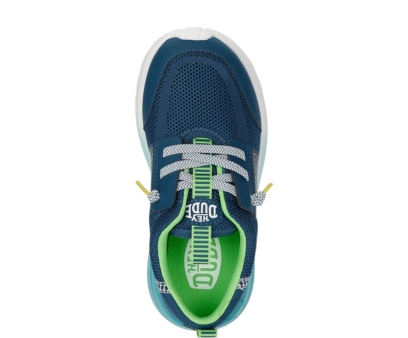 Hey Dude Sirocco Play Y Sport Block Mokassin für Kinder | Marineblau/Hellblau