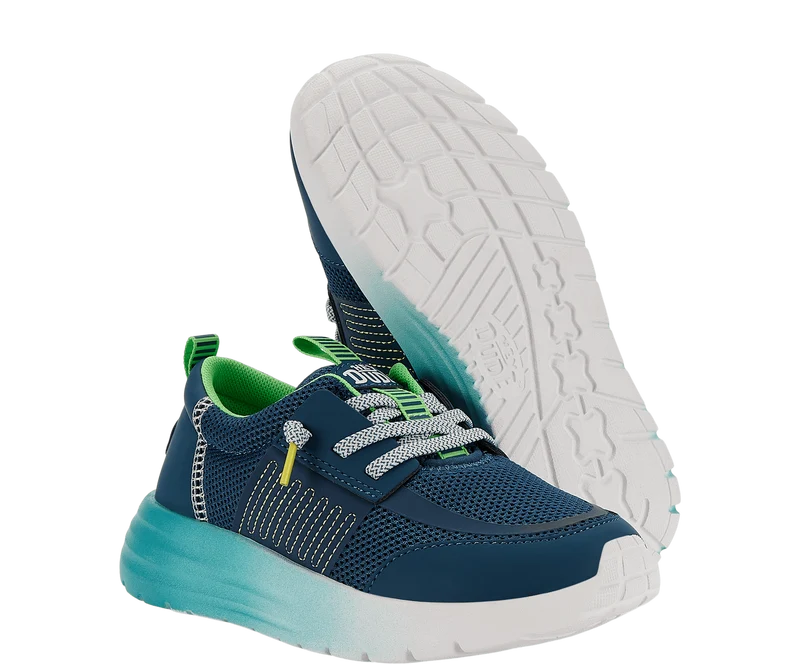 Hey Dude Sirocco Play Y Sport Block Mokassin für Kinder | Marineblau/Hellblau