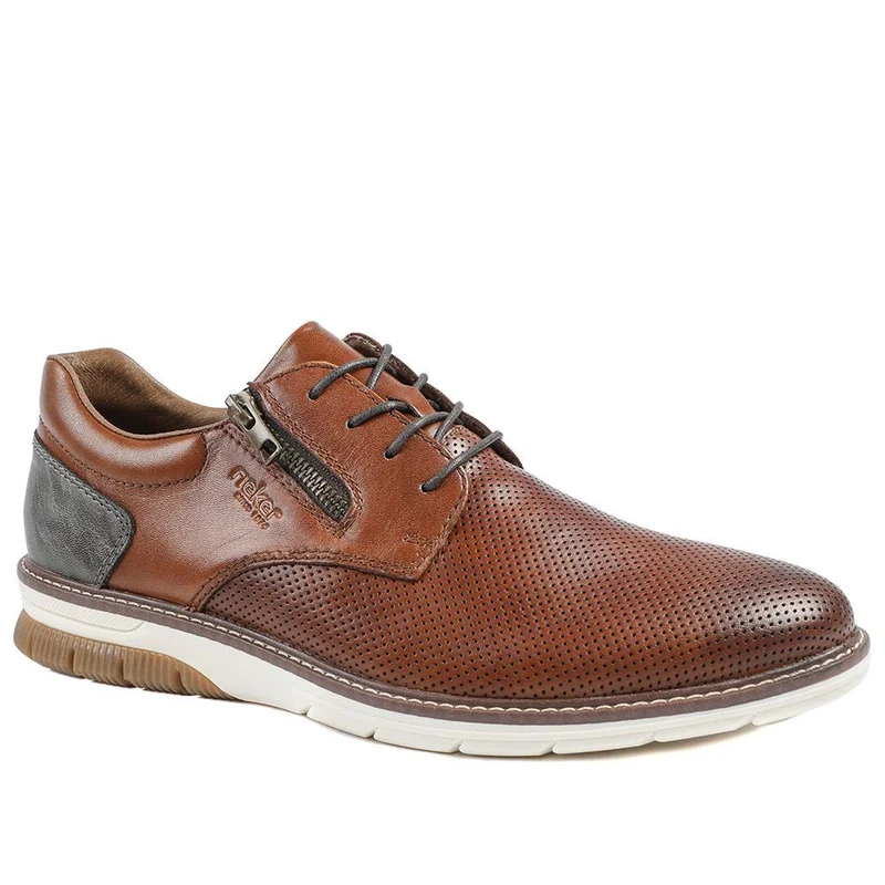 Rieker Wide Fit Leather Smart Casual Shoes - RKR43507 / 328 969 - Brown