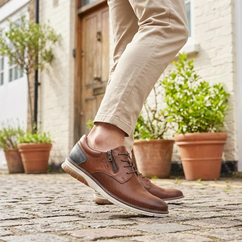 Rieker Wide Fit Leather Smart Casual Shoes - RKR43507 / 328 969 - Brown