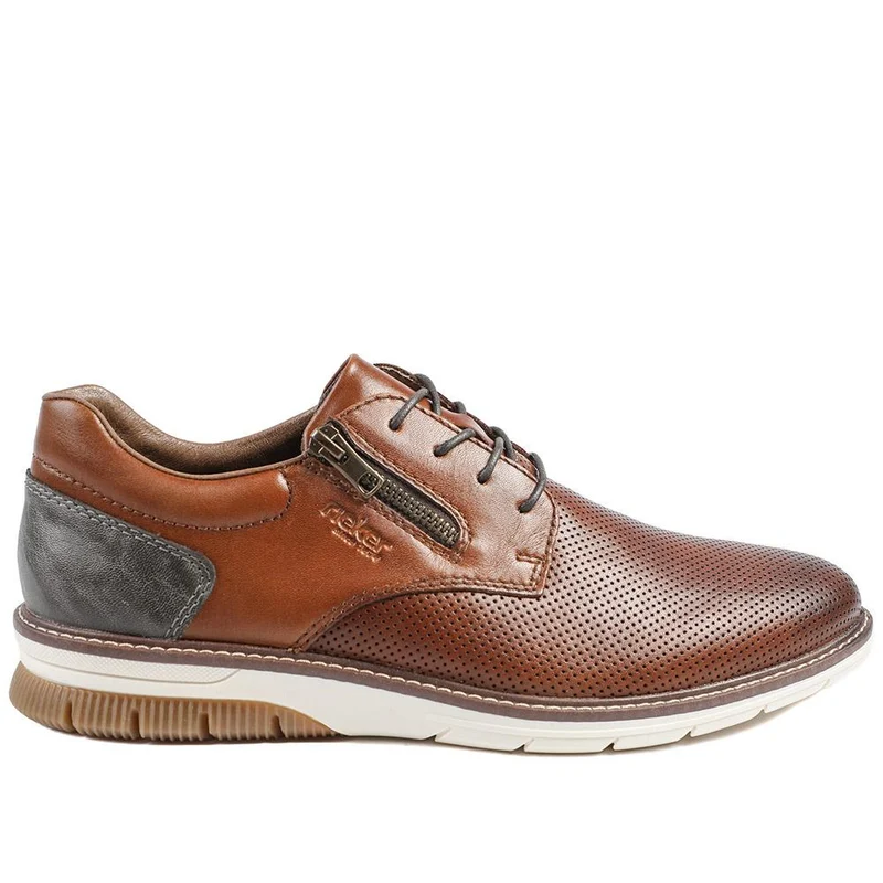 Rieker Wide Fit Leather Smart Casual Shoes - RKR43507 / 328 969 - Brown
