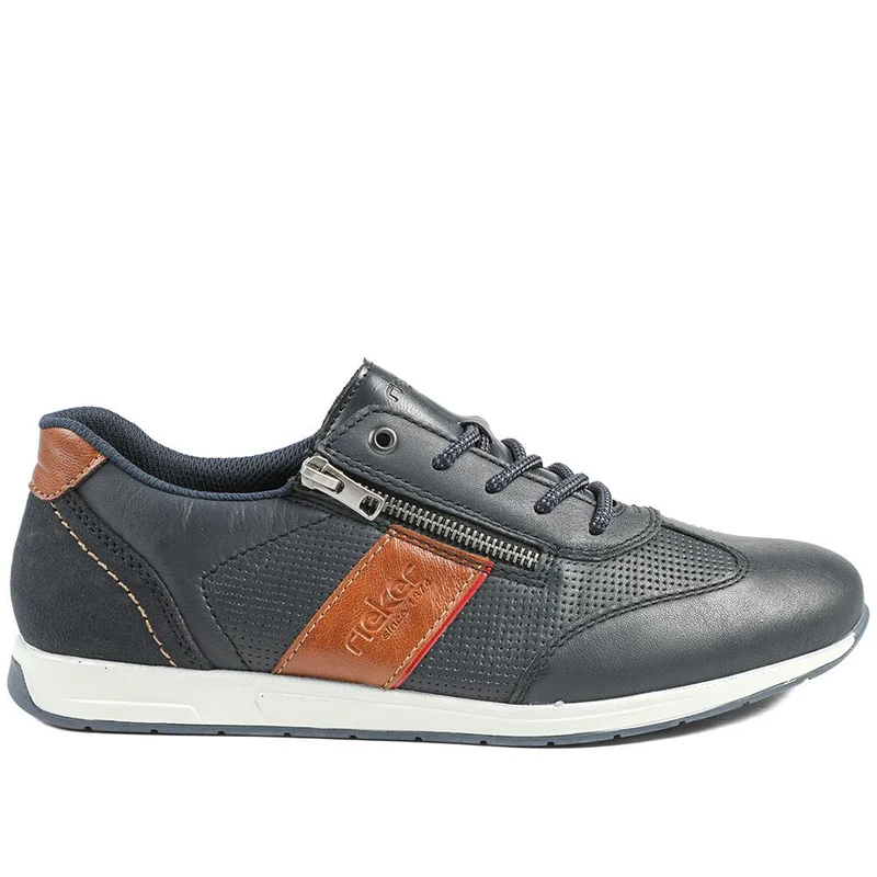 Rieker Titus Leather Zip Fastening Trainers - RKR43019 / 328 828 - Navy