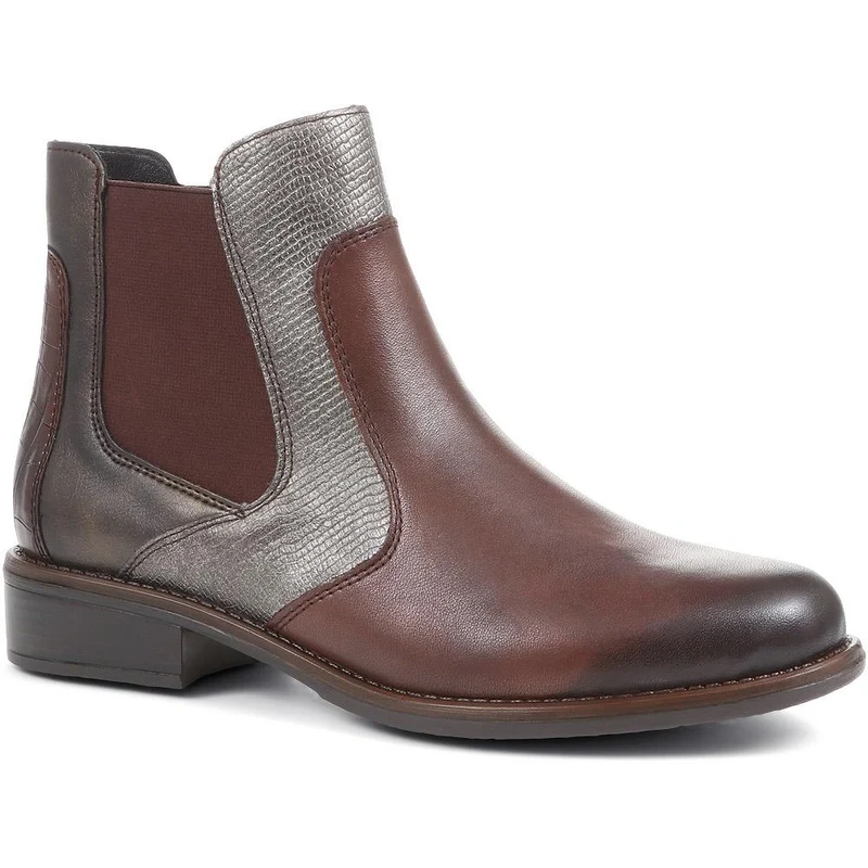 Leather Snakeskin Chelsea Boots - DRS36511 / 322 974 - Chocolate