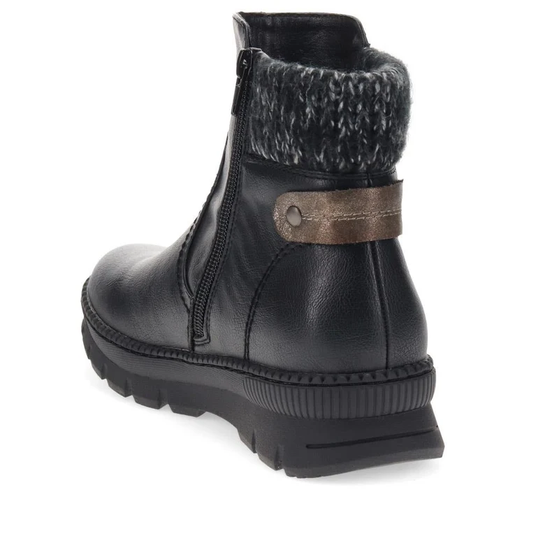 Knitted Cuff Ankle Boots - WBINS40169 / 326 116 - Black
