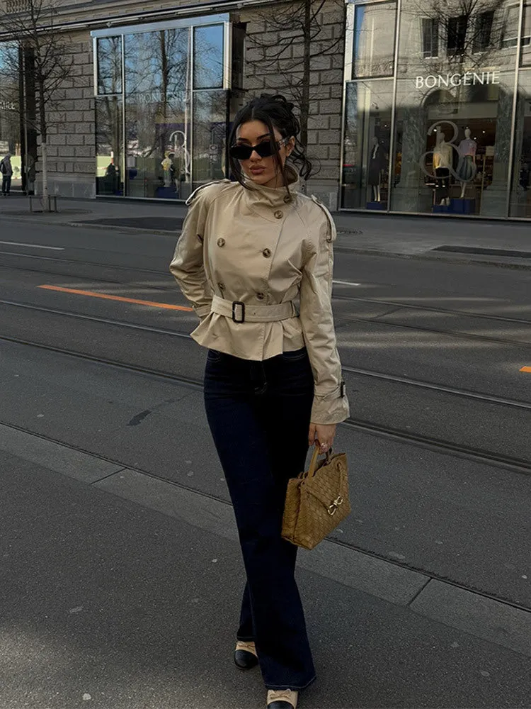 Katharina | Damen Winterjacke im Trench-Stil mit Gürtel und Doppelreihe
