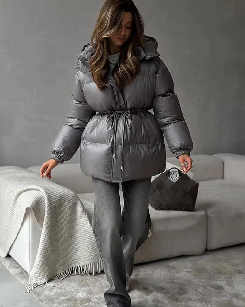 Pauline | Winter-Steppjacke für Damen mit Kordelzug und Glanzfinish