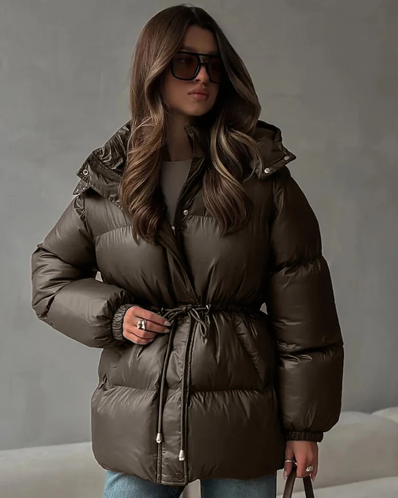 Pauline | Winter-Steppjacke für Damen mit Kordelzug und Glanzfinish