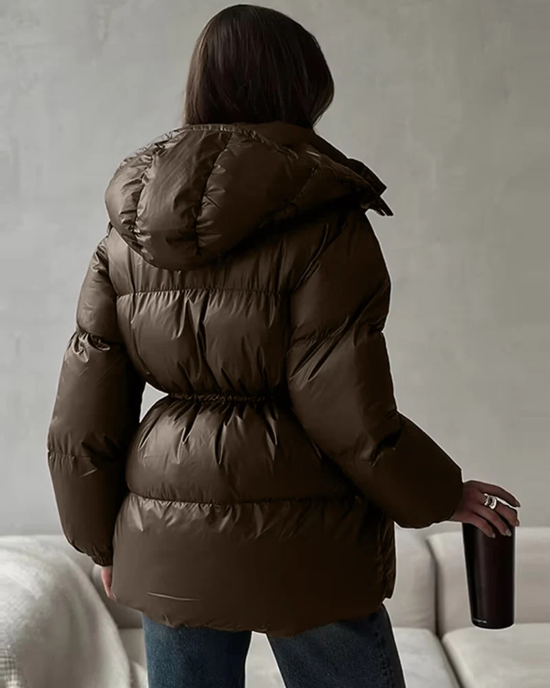 Pauline | Winter-Steppjacke für Damen mit Kordelzug und Glanzfinish